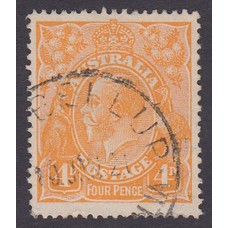 Australian    King George V    4d Orange   Single Crown WMK  Plate Variety 2L3